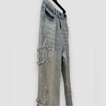 Women Loose Fit Boyfriend Jeans Baggy Y2K Straight Leg Star Patchwork Size Small Blue Photo 6