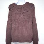 American Eagle  Crochet Cutout Chunky Knit Mauve Slouchy Oversized Sweater Top Photo 5
