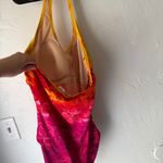 Islander Women’s Size 12 Ombré Pink Red Floral One Piece Open Back Swimming Suit Photo 3