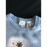 Villager  Sport Embroidered Knit Sweater Blue Floral Accent Beads‎ Womens Photo 7