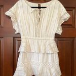 Stevie May linen blend crochet trimmed mini dress Gold Photo 0