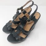 Charlotte Russe Black Strappy Platform Faux Leather Wedges Size 7 Photo 1