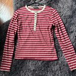 Workshop Republic Clothing  Burgundy Striped Long Sleeve Top Photo 1