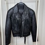 Vintage Hyde Out Leather Black Fringe Leather Jacket Size L Photo 3