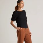 Quince Black Ultra Stretch Ponte Short Sleeve Top Size Medium NWT Casual Top Photo 7