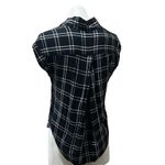 Jachs Girlfriend Jach’s Girlfriend women’s short sleeve black plaid button up blouse top Photo 2