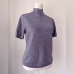 Vintage '00s Koret Purple Metallic Ribbed Short Sleeve Turtleneck Sweater Size M Photo 2