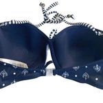 Timeout ᯾ Nautical Print Bandeau Bikini Top ᯾ Navy White Anchors + Stripes Photo 12