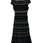 Adelyn Rae  Karissa Off Shoulder Polka Dot Stripe Sweater Ruffle Hem Midi Dress S Photo 2