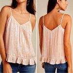 Anthropologie  Amelie Pink Sequin Cami Sz 0 / XS Beaded Ruffle Shiny Coquette Photo 1