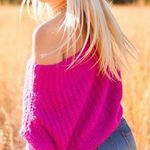 Hazel and Olive Fuzzy Hot Pink OTS Sweater Photo 0