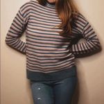 Mustard Seed Long Sleeve Striped Multi Knit Turtleneck Sweater - Gray/Pink Small Photo 4
