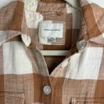 American Eagle  Oversized Plaid Flannel Sz Small Tan Brown Pullover Photo 6