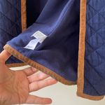 Vineyard Vines Sz XL Blue Quilted Jacket Brown Leather Trimmed Pockets Photo 8