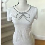 The Limited  Vintage Y2K White Knit Rhinestone Bow Short Sleeve Sweater Photo 0