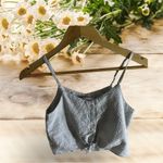 ZARA  Striped Denim Crop Top Blue & White Sleeveless Square Neck Size 13-14 Cm 16 Photo 4