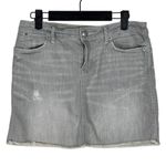 Martin + Osa Distressed Raw Hem Stretchy Mini Jean Skirt 10 Grey Washed #3594 Gray Photo 10