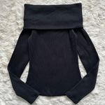 Madewell Top Off-Shoulder Long-Sleeve Ribbed Black XXS NWT New Photo 0