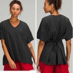 Lululemon Top Shirt Side Tie V-Neck T-Shirt Heathered Black Photo 1