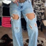 Ripped Wide Leg Jeans Blue Size 29 Photo 0