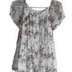 Luisa Ricci Top Women S Silk Italian Floral Crinkle 90s Feminine Career Blouse White Photo 1