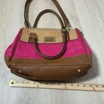 Tignanello Satchel Handbag Pink Brown Beige Colorblock Top Handle Shoulder Bag Pink Photo 3