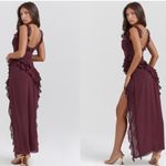 House Of CB ARIELA MULBERRY RUFFLE MAXI DRESS wine size L NWOT Photo 10