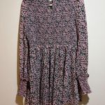 Lulus Floral Forever Green and Pink Smocked Long Sleeve Skater Mini Dress Size L Photo 10
