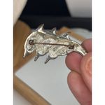 Vintage Triple Dolphin Brooch With Rhinestones Silver Photo 1