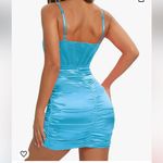 NWT Linjou satin sweetheart neckline wrap bodycon backless corset dress . SZ‎ M Blue Size M Photo 1