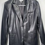 Sofia Vergara Jeans Women’s Soft Faux Leather Single Breasted Blazer Black Sz M Size M Photo 0