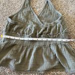 American Eagle Stretch Waist Gauze Fabric Halter Crop Top Green Small Photo 7