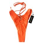 Pretty Little Thing Orange O Ring Waist Strap Bikini Bottoms Hi Cut Cheeky US 4 Photo 2