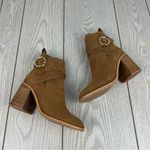 See By Chloe See by Chloé Suede Buckle Ankle Booties 37.5 Tobacco (Tan) & Goldtone Metal $525 Photo 3