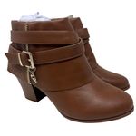 Thalia Sodi  Brown Faux Leather Tully Bootie in Cognac 9.5 Wide Photo 0