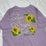 Purple Short Sleeve Tee with Sunflower Design Photo 7