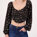 Blu Pepper Satin Corset Dot Top Photo 7