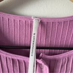 Anthropologie  Pink Ribbed Crop Top Long Sleeve Snap Front Snaps Stretch cropped Photo 4