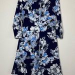 Eliza J NWT  Navy Blue White Floral A Line Drop Waist Dress 6 Photo 3