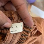 Exlaura Women's Brown Square Neck Puff Sleeve Midi Dress Smocked Back Zip Up XXL Photo 9