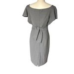 Milly  Women's Gray Flutter Sleeve Wool Sheath Dress Size 6 Office Midi Length Photo 3