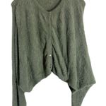Chelsea and Violet Fuzzy Knit Cardigan Button Down Olive‎ Green Soft Comfy Sweater Photo 4