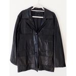 LIONESS Black Faux Croc Embossed Button Front Blazer Jacket, Women's Size M Photo 1