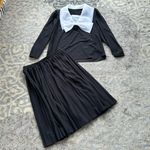 Vintage Anthony Richards Two Piece Bow Top Pleated Skirt Set Black White 14 Photo 0