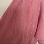 Lane Bryant Top Tunic Faux Wrap Flutter Sleeve Shimmery Metallic Pink Gold Photo 10