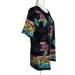 Vintage Hand Painted T Shirt Colorful Tropical Bird Large Black Short Sleeve Photo 4