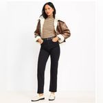 Loft Size 31”/ 12 Black Pants with Leather Trim and Ring Detail Photo 3