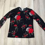 Cathy Daniels | Black & Red Floral Scoop Neck Sweater Size XL Photo 0