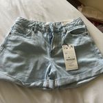 Stradivarius  Blue Mom Jean Shorts Distressed High Rise Photo 0
