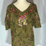Sundance • Asymmetrical Army Green Pink Embroidered Flowers Rugged Size XS Photo 0